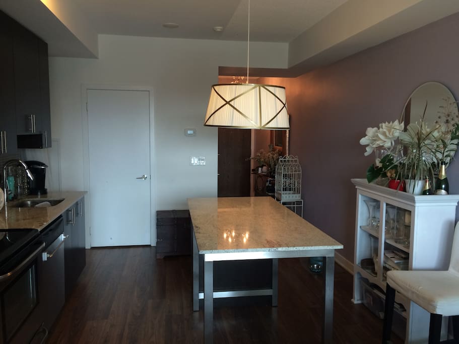 View of kitchen from living room