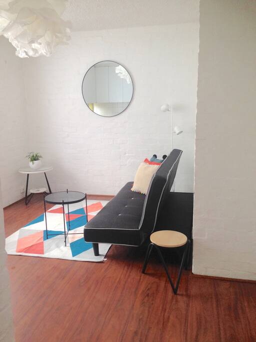 Modern, relaxing living room (TV not shown)