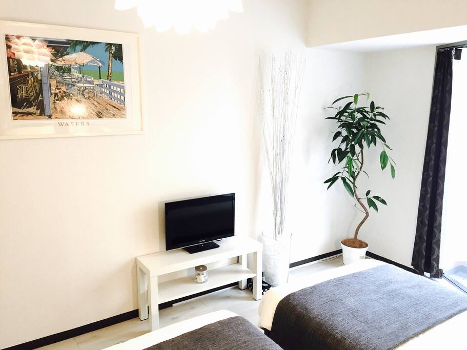 bright room with TV