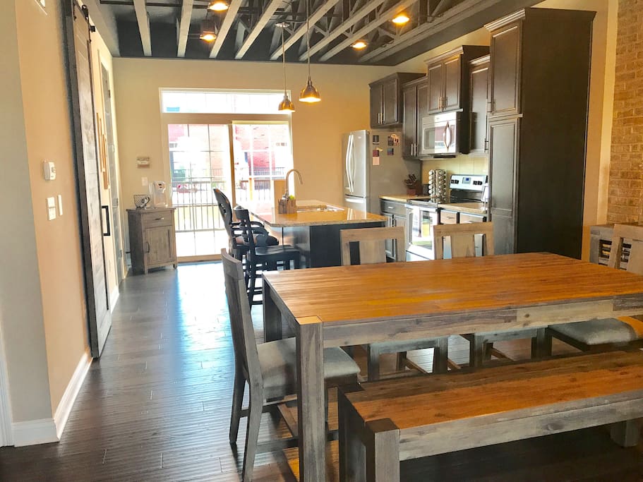 Kitchen with a view of the large patio