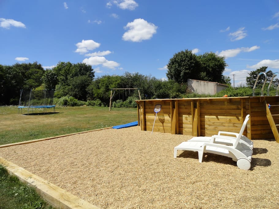 Above ground pool within garden of approx 1 acre