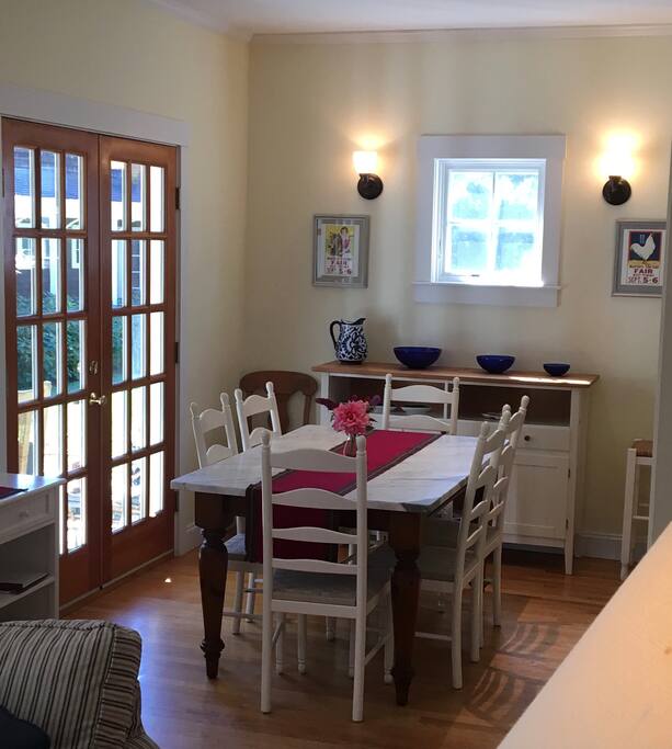 The dining room with lots of natural light