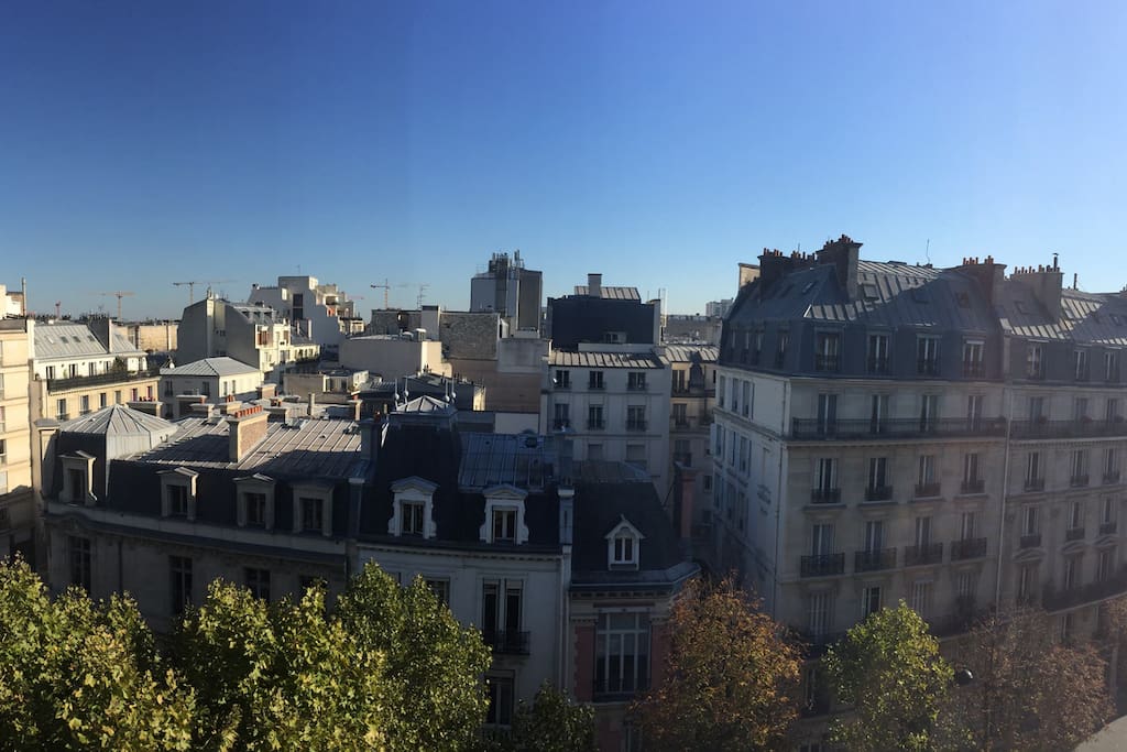 Vue dégagée sur les toits de Paris.