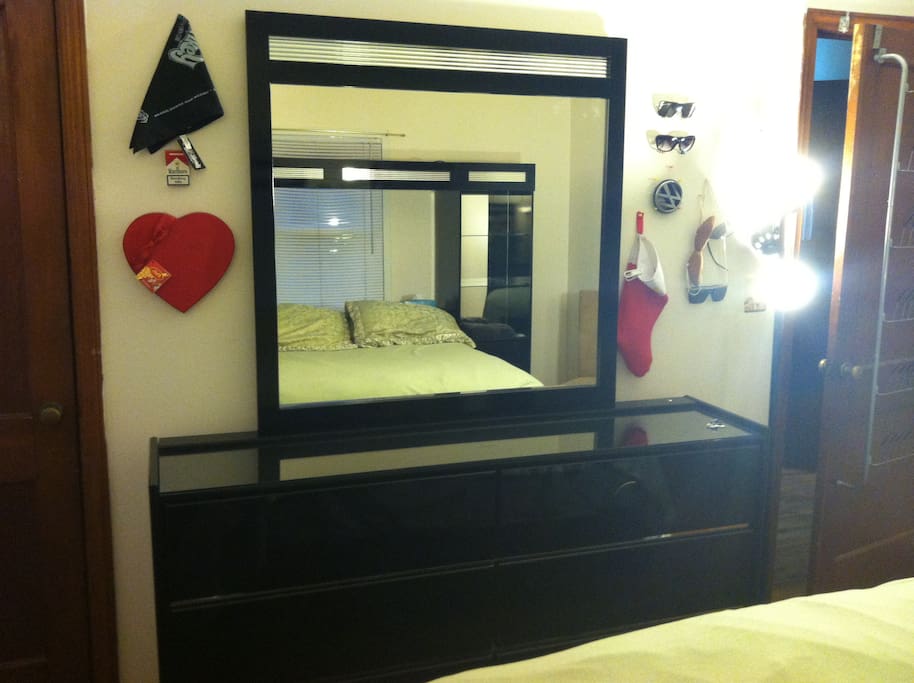 Dresser and mirror.