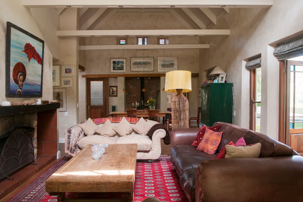 large lounge with 2 fireplaces
