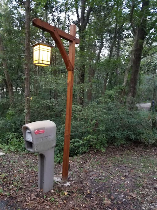Look for our custom street lamp at the driveway entrance.
