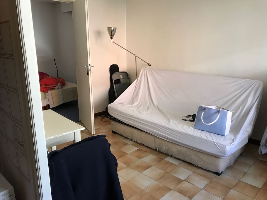 Salon et vu sur la chambre