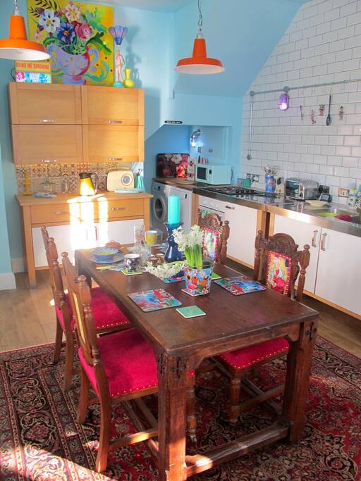 Our comfortable chapel kitchen is the ideal place to relax and plan your day over breakfast