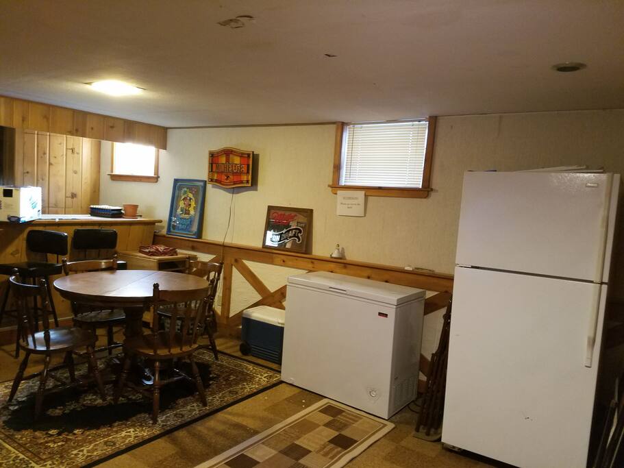 Private refrigerator w/ full shared kitchen on upper level. Private dining on lower level.