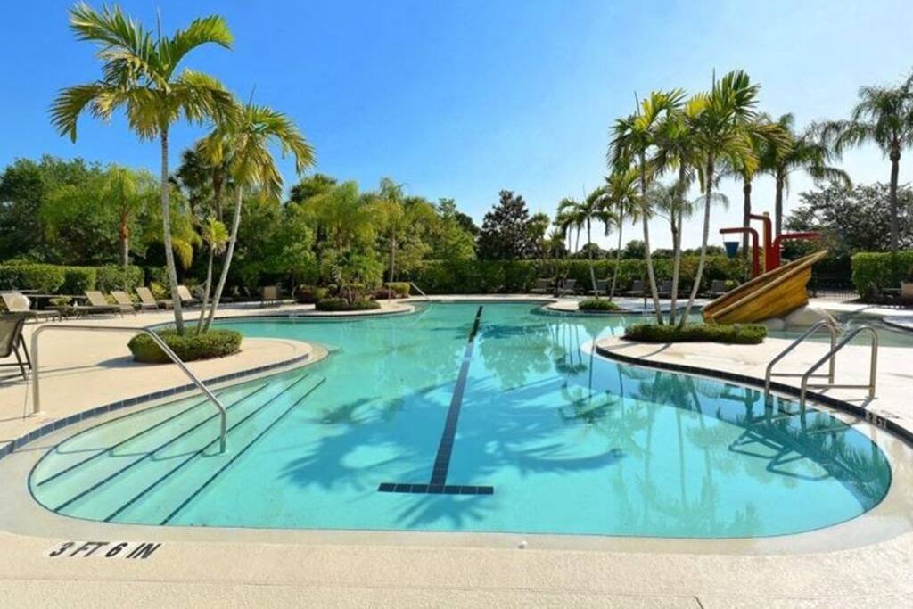 Family pool across the street