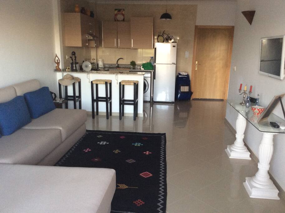 Living room with open kitchen