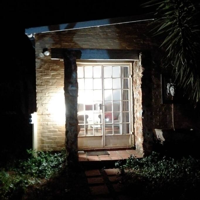 Private entrance with double doors and night light