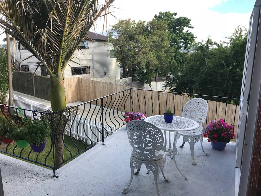 Sunny deck upstairs