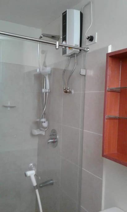 shower with hot water facility