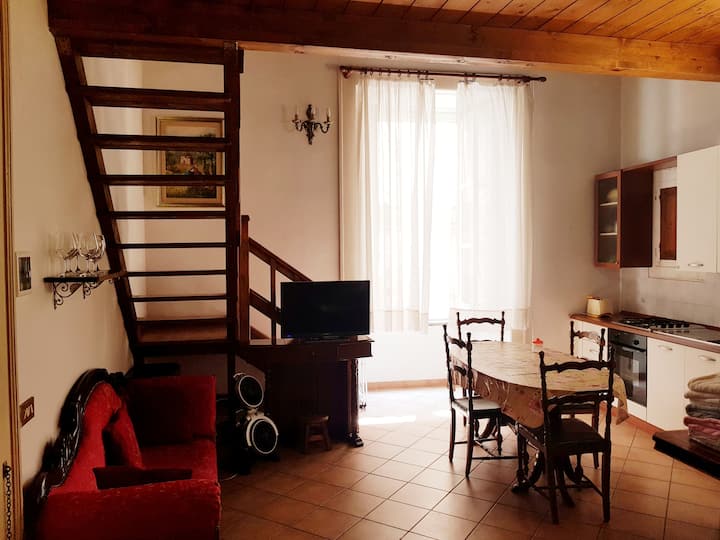 Downstairs: view of the apartment, left side, after you get in.
