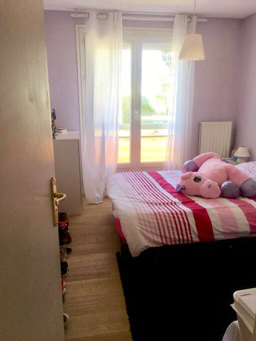 Une grande armoire se trouve dans cette chambre (avec un coin dressing)