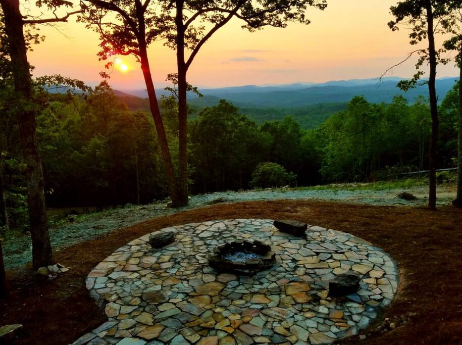 Enjoy the Sunset Around the Oversized Firepit