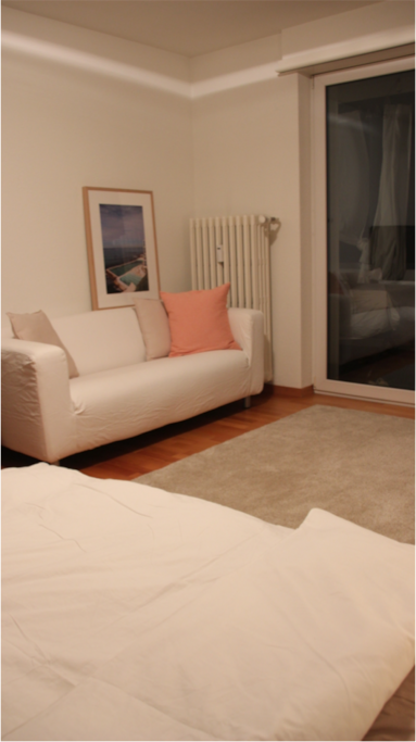 Private bedroom with double bed plus couch