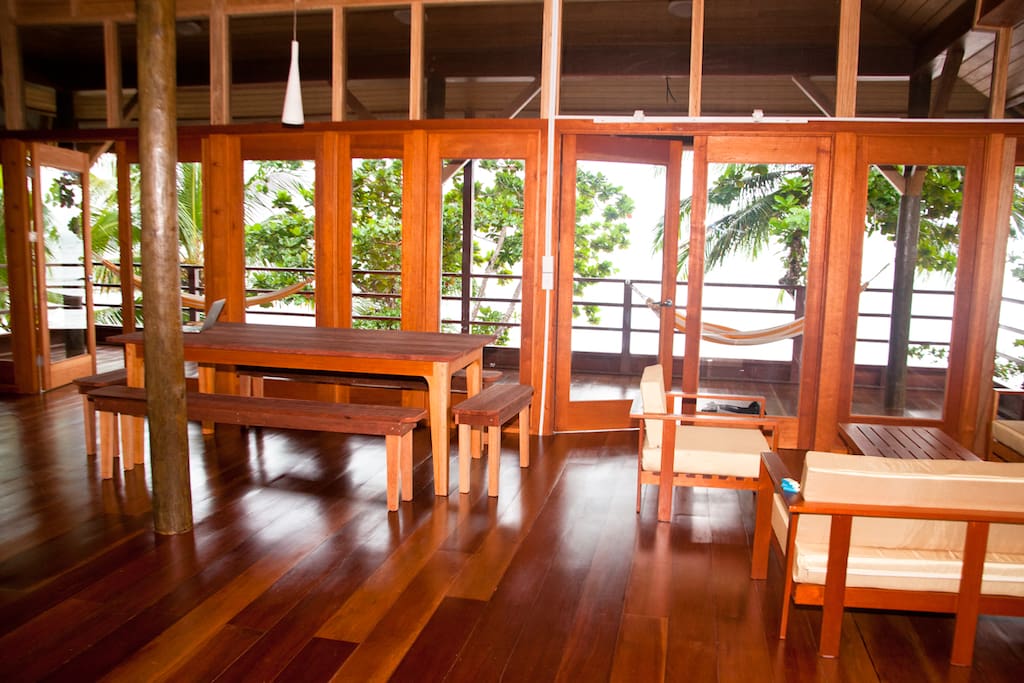 dinning area, view from inside toward the terrace