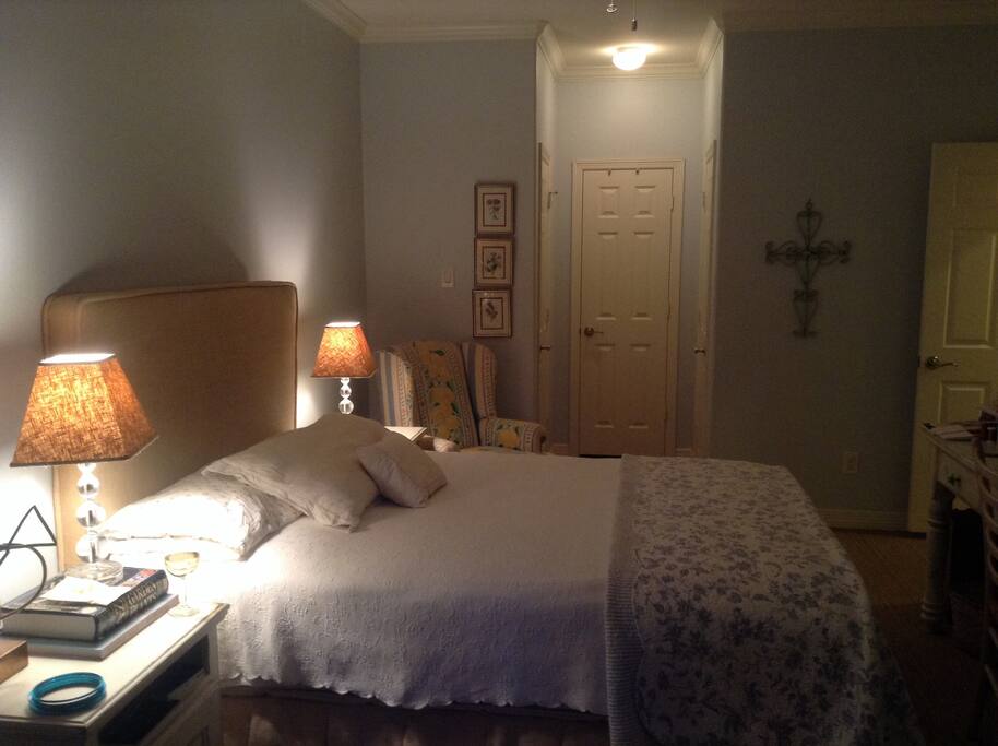 Queen bedroom off of patio