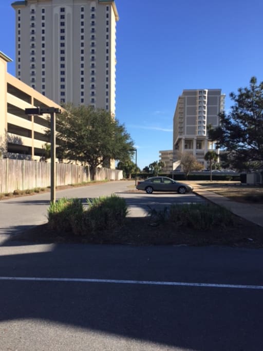 view from parking lot to the ocean