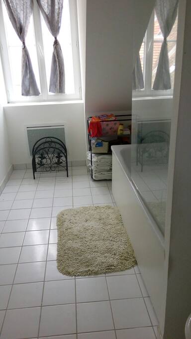 well lit and spacious bathroom