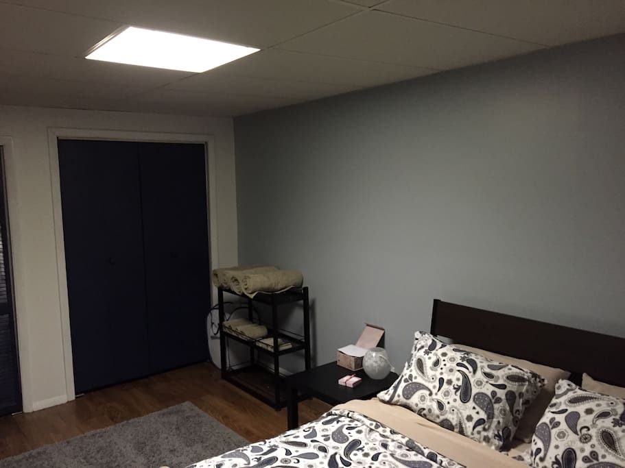Large closet and bath linens.