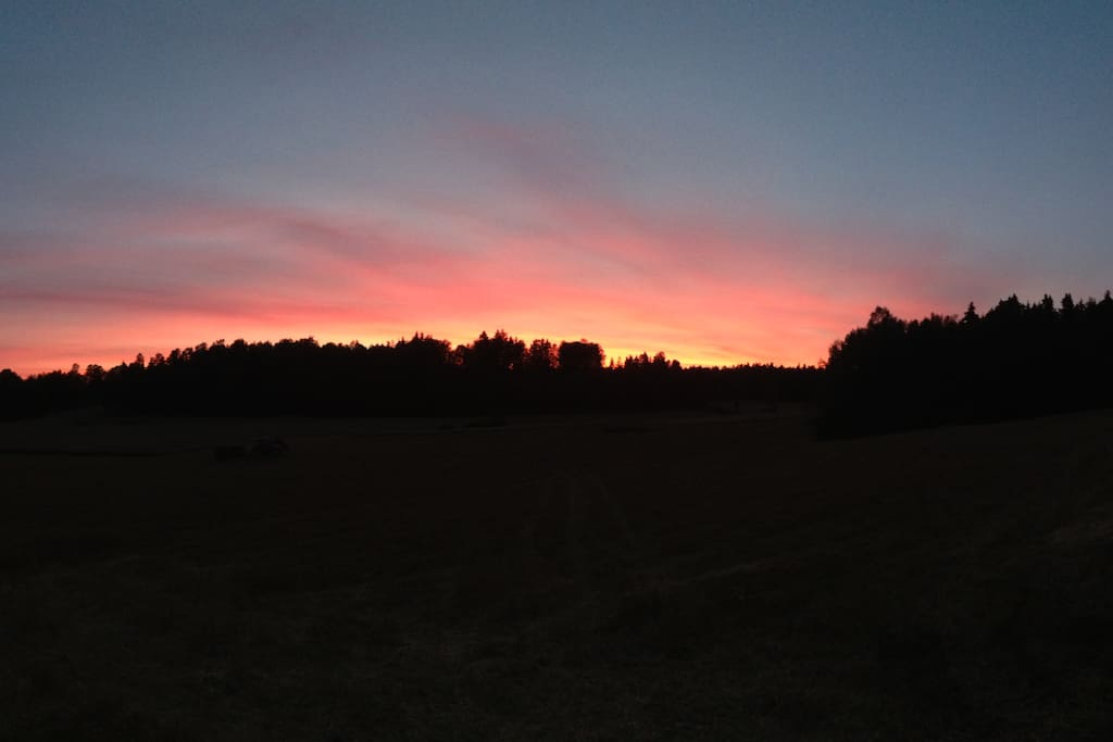 Solnedgang fra stue.
