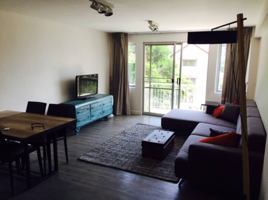 Dining table next to living