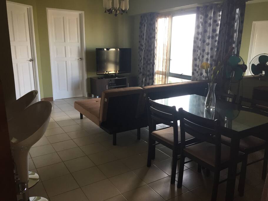 The dining and living area