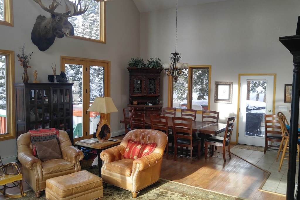 Soaring open-plan living/dining/kitchen area
