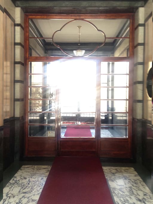 The beautiful entrance of the building from the 30s