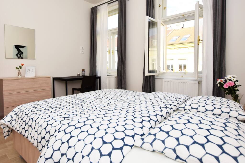 Comfy double bed in the bedrooom