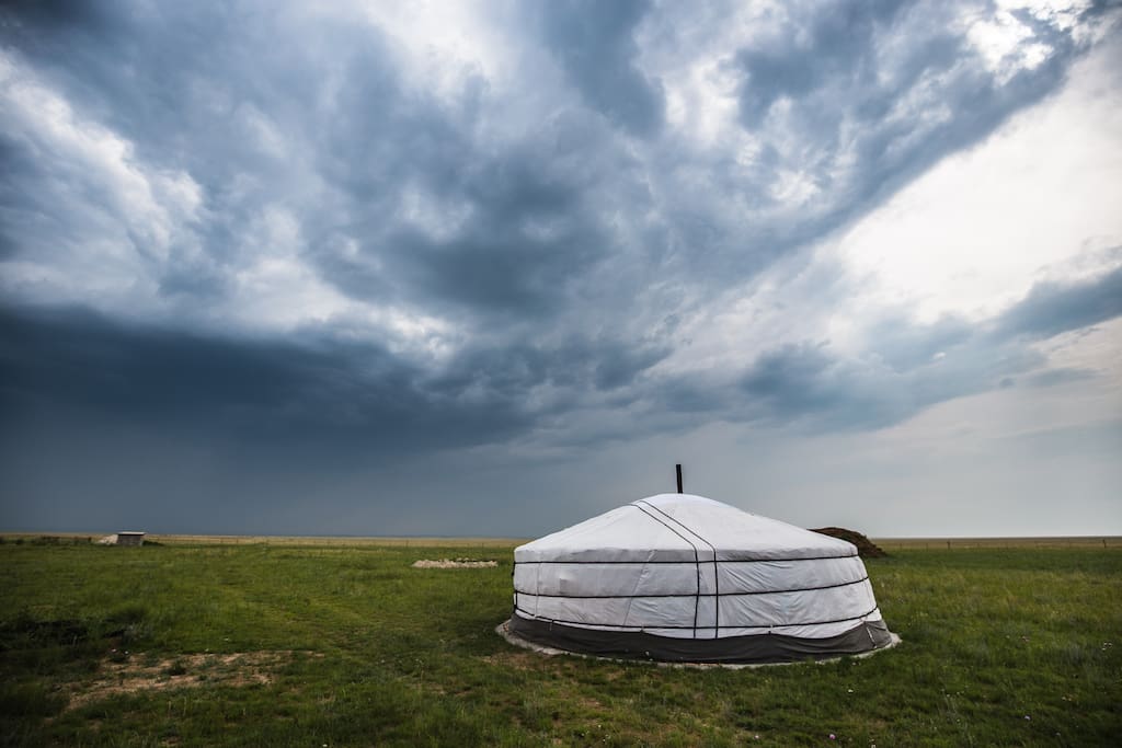 Amazing views of dramatic clouds on the steppe