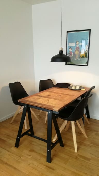 Modern wooden table for a romantic dinner