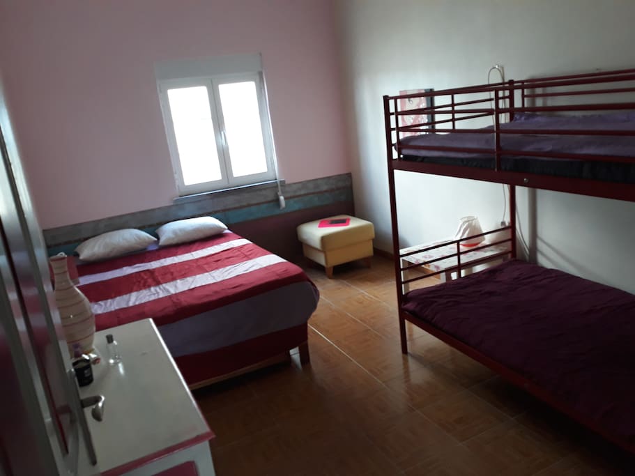 Private room with couple bed and bunk for 2 ideal for couple with two kids or 4 friends.