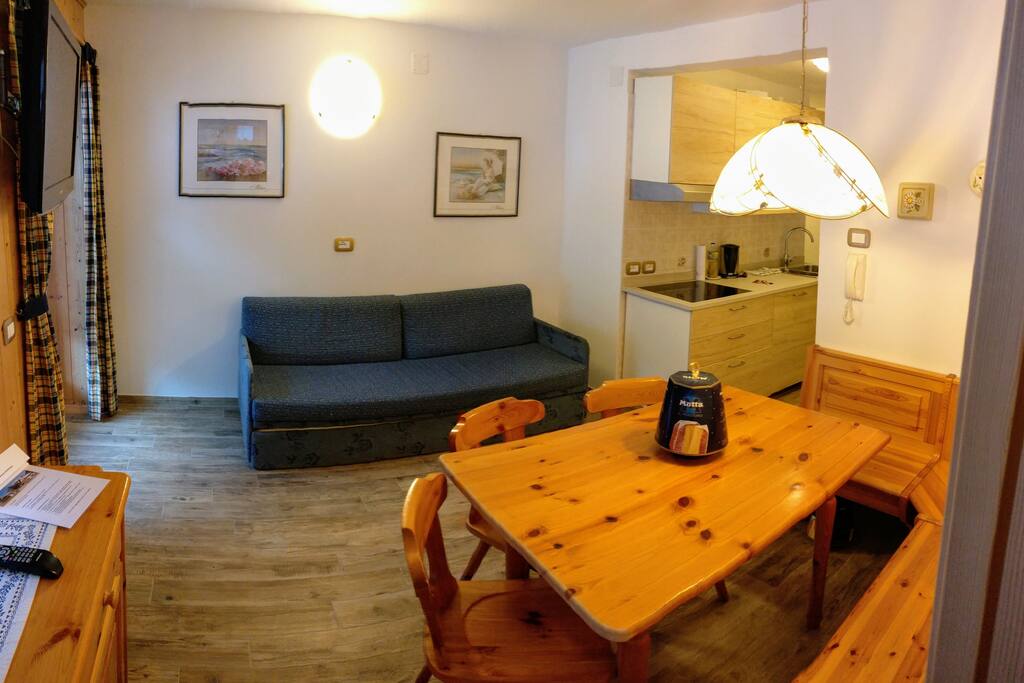 Living room with extendable sofa-bed