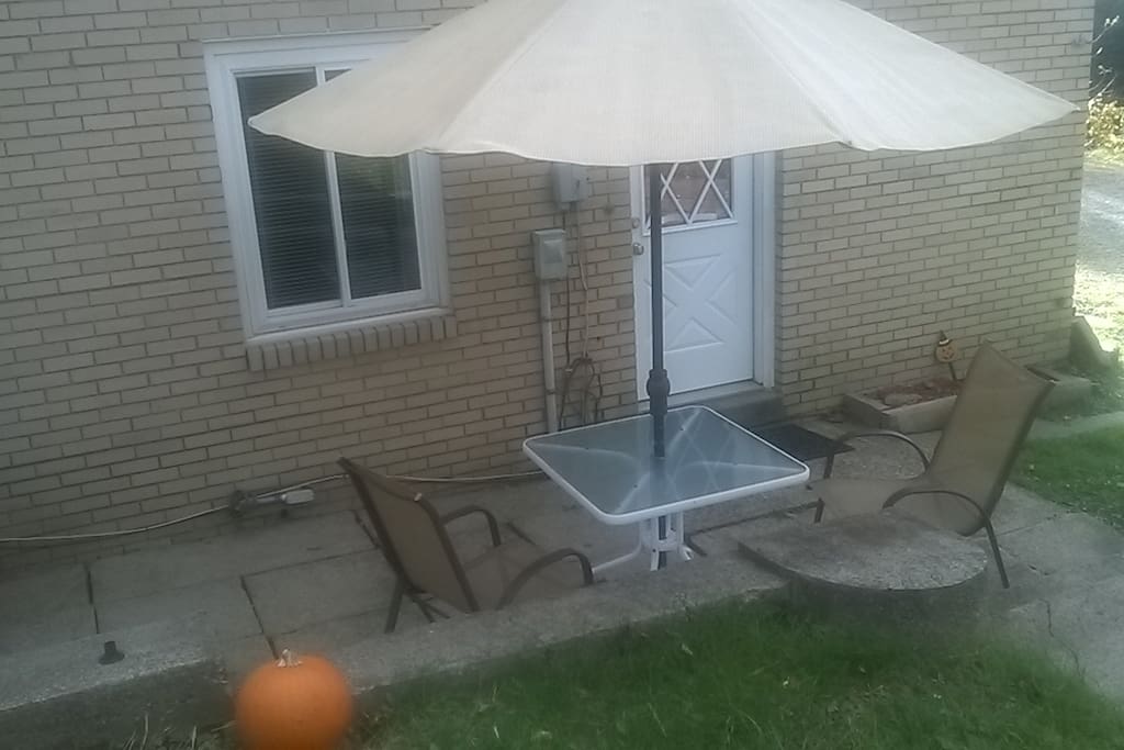Private entry to your Patio Apartment. Your parking spot is steps away to the right of this view.