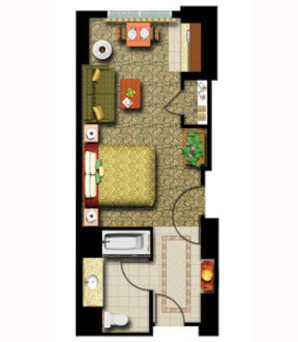 Studio layout 435 sq ft