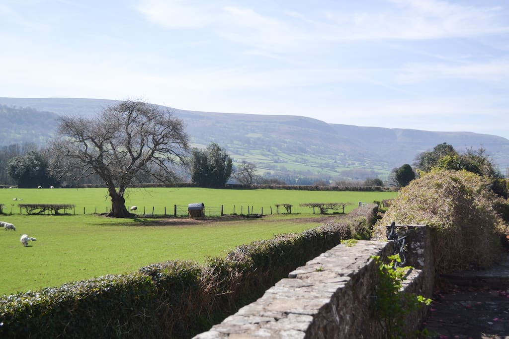 The view down the lane towards Crickhowell