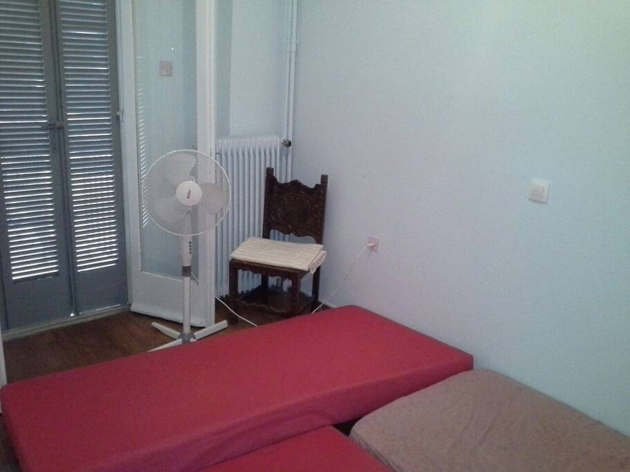 The room at its max capacity: Three matresses