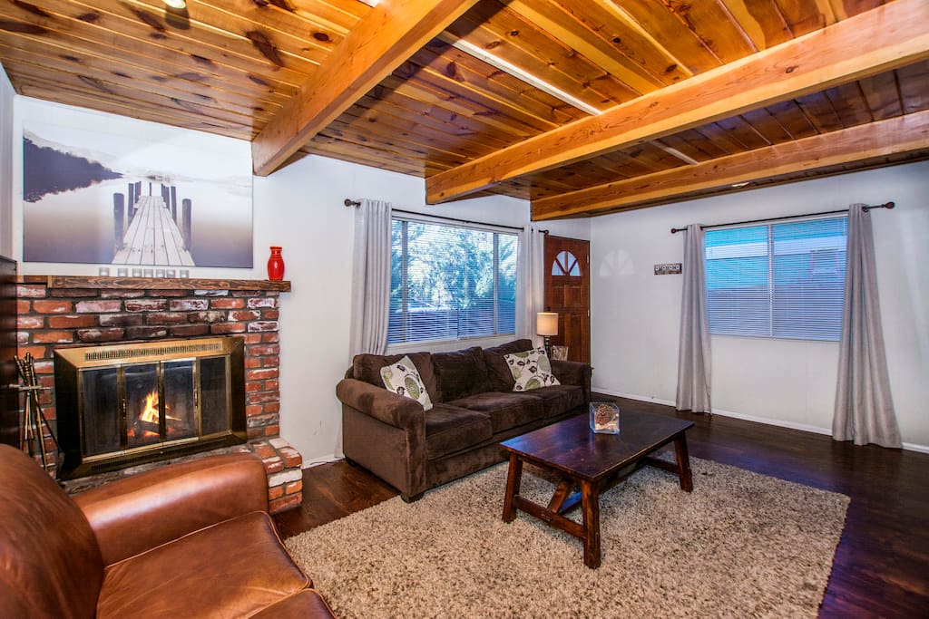 living room with fireplace to stay warm on those winter nights