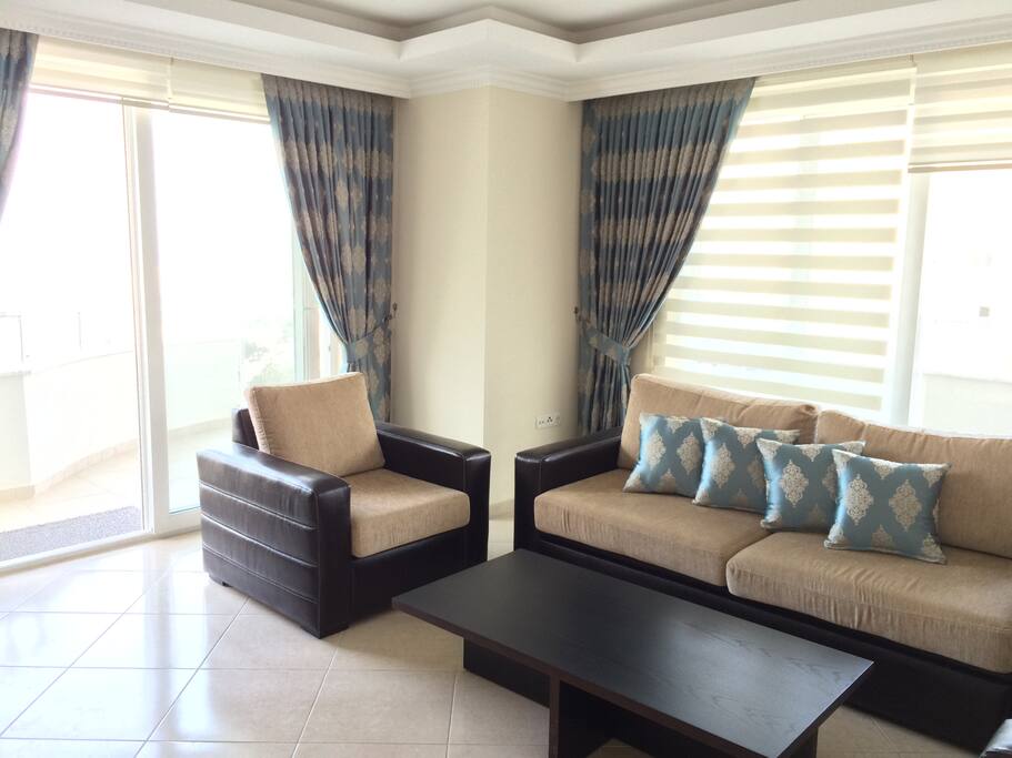 Living area, with sofa bed