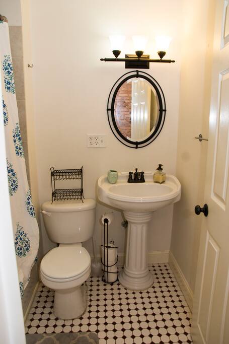 Bright private bathroom.