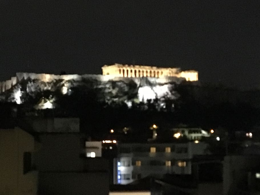 night view of Acropolis from balcony