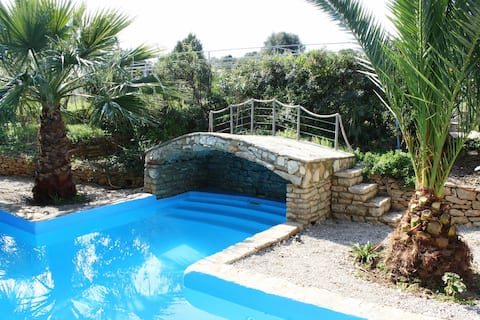 Secluded villa with sea view & private pool