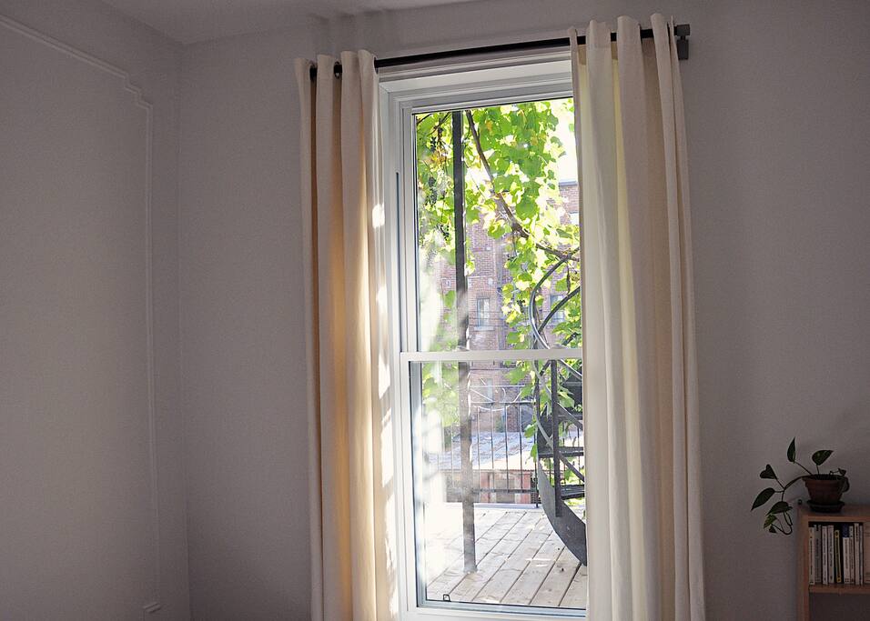 View of the private patio from the bedroom