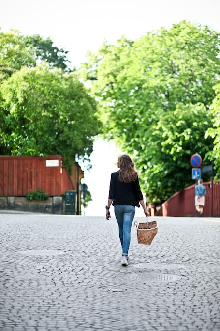 Street at Södermalm, one minute walk from the apartment.
