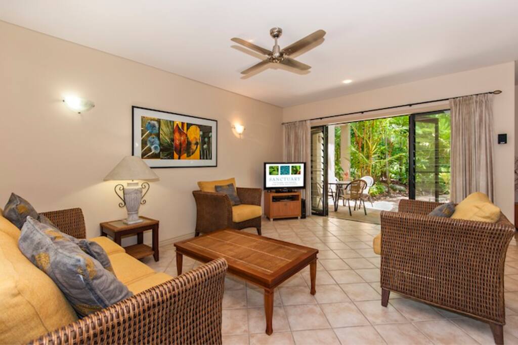 Lounge area looking to garden