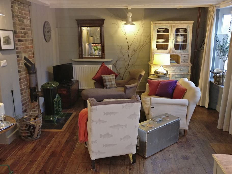 An overview look of the living area that backs on to the dining and kitchen area, all open plan.